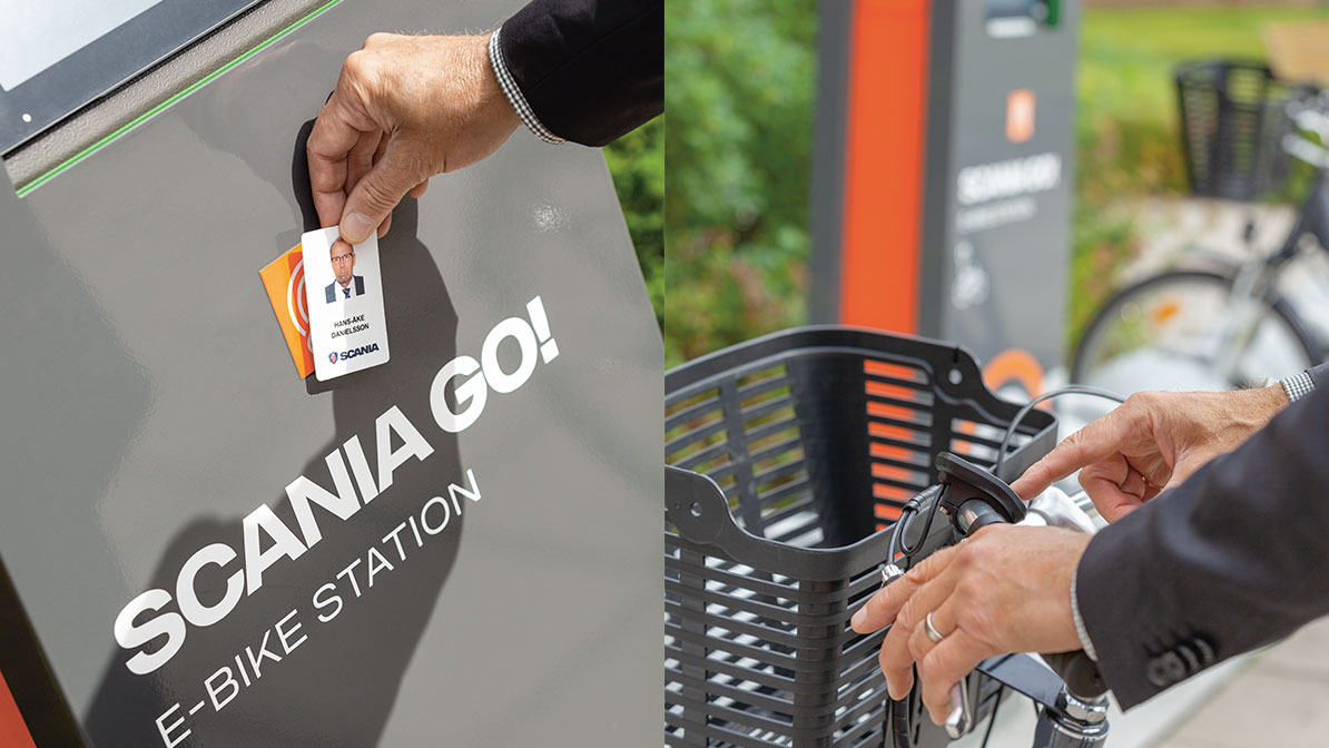 All you need to pick up your e-bike from the charging station is your employee card. 